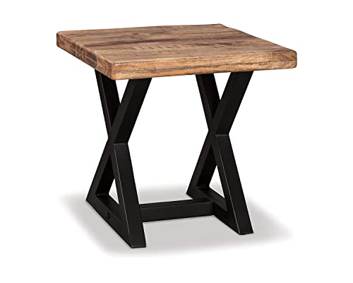 Signature Design By Ashley Wesling Urban Square End Table With Mango Wood Top, Light Brown & Black #TOP4