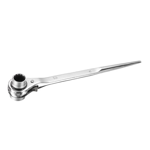 sourcing map 19 x 24mm 12-Point Scaffold Podger Ratchet Spanner Ratcheting Socket Wrench Tool (Silver Tone)