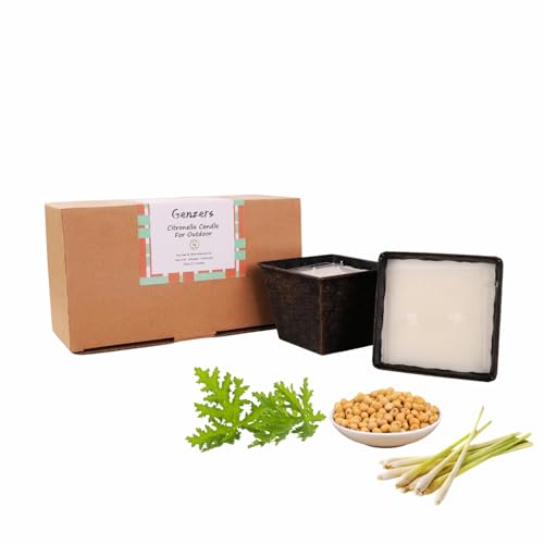 Outdoor Citronella Candles Pack of 2,Lemongrass Scented Candle Outside for Patio,Jar Candle Aromatherapy Gift Set,Long Lasting Camping Candle 2 Wicks,Soy Wax Candle Buckets for Backyard