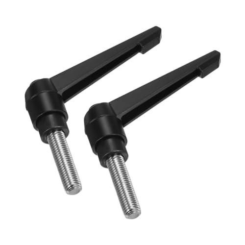 Image of uxcell 2pcs Clamping Lever Handles, M12 x 35mm 304 Stainless Steel Threaded Male Stud, Adjustable Handles Locking Quick Release Ratchet Push Button Bolt Knobs, Black