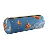 LHFIOHIRG Trousse à crayons cylindrique en cuir PVC avec fermeture éclair   Pour l'école, le bureau, les voyages, doré, Taille unique, Pochette à monnaie