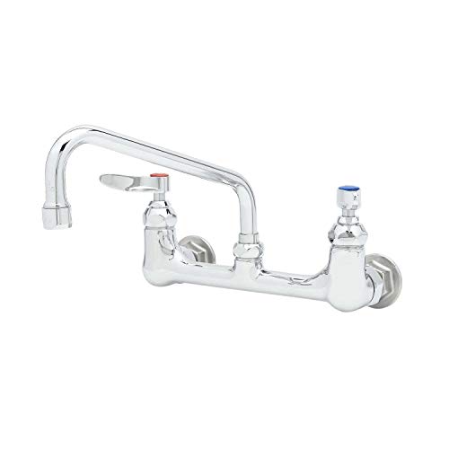 T&S Brass B-2414 Double Pantry Faucet, Wall Mount, 8" Centers, 8" Swing Nozzle, Eternas with Lever Handles by T&S Brass - Used condition - US$97.41