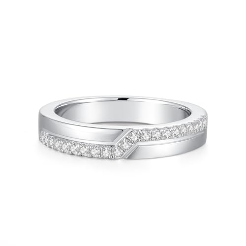 Round Cut Moissanite Wedding Ring Band For Women 18K White Gold Plated S925 Sterling Silver Modern Design Band Ring For Women2