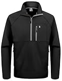 Little Donkey Andy Men's Quarter Zip Golf Pullover Sweatshirts with 3 Zipper Pockets Waterproof Workout Athletic Running Shirts (Black S)