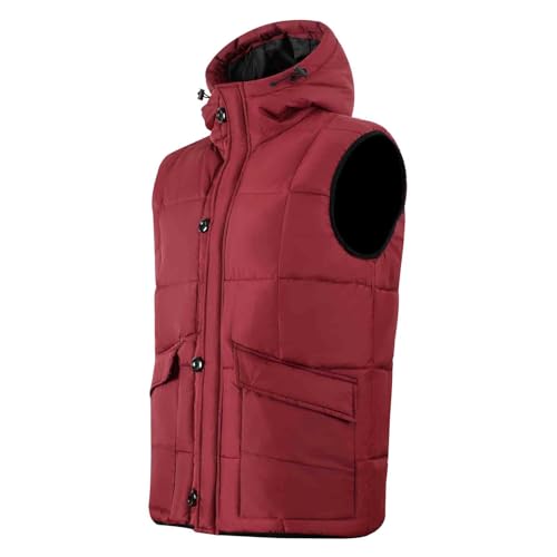Image of MADHERO Men's Puffer Vest with Hood Water-Resistant Puffy Vests Outerwear Sleeveless Jacket