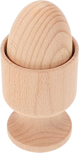 LATRAT Uovo in legno con tazza porta uova con uova in legno non finito per il bambino Materiale educativo precoce