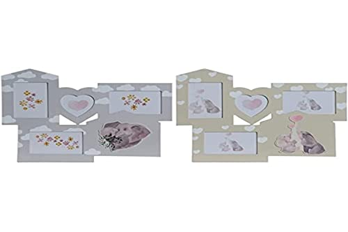 Marco De Fotos Dkd Home Decor Múltiple Elefante Madera (2 Pcs) (45 X 1.5 X 37 Cm)