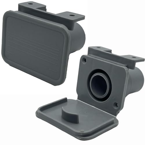 2 accesorios para caravanas y equipos de caravana. Conector de tubería de desagüe de agua para autocaravana + solapa compatible con tubo rígido 81320 de 28 mm y manguera contorneada gris 80008 de 28,5