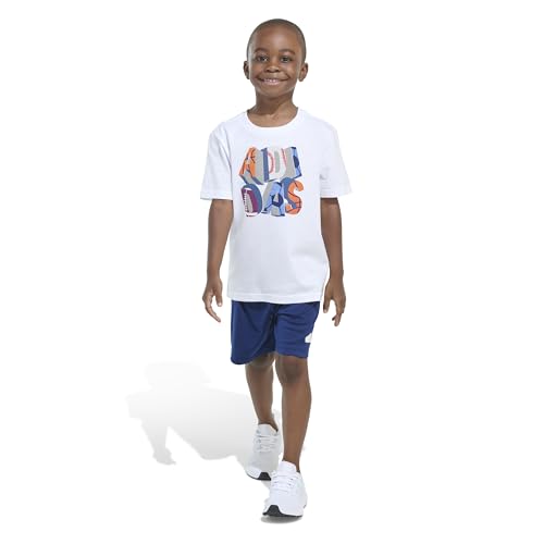 Image of adidas Boys' Short Sleeve Cotton Tee Shirt and Logo Short Set