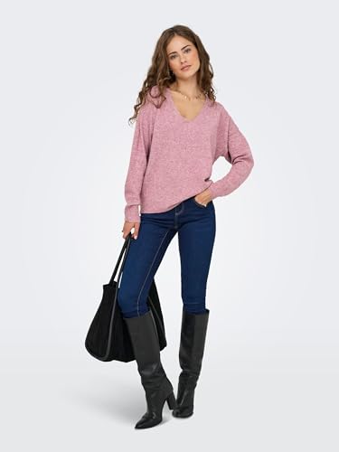 ONLY Damen Strickpullover V-Ausschnitt Sweater Onlrica Life L/S V-Neck Pullo KNT Noos 15224360 ,Heather Rose ,M – Ansicht 5