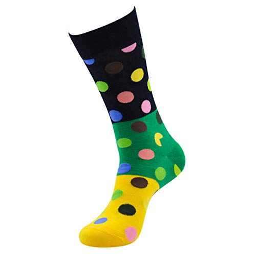 YOLAI Fashion Colorful Polka Dot Socks for Men Comfortable Cotton Socks Stretchy Crew Socks Casual Socks