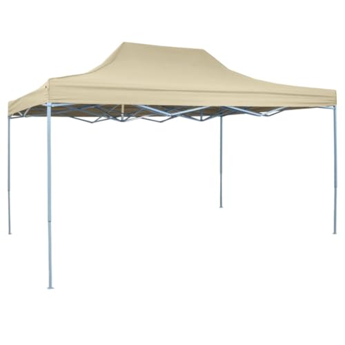 vidaXL Carpa de Fiesta Jardín Plegable Pop up Acero Tela Crema 3x4,5m Cenador