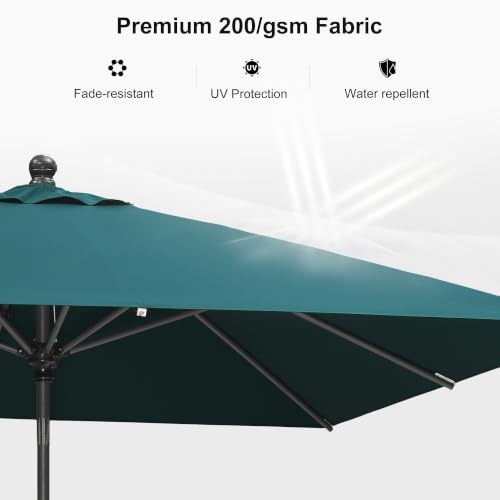 Image of PURPLE LEAF Patio Market Umbrella 8' x 8' Square Dual Tilt Green 8 Ribs
