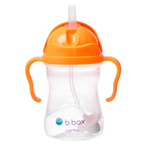 Image of b.box Sippy Cup with Weighted Straw. Drink from Any Angle, Leak Proof, Spill Proof, Easy Grip. BPA Free, Dishwasher Safe. for Babies 6m+ to Toddlers (Orange Zing, 8oz)