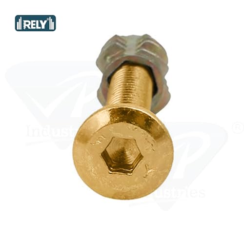 Image of Rely⇒VP INDUSTRIES (Combo Set -10 Pcs) M8x20 mm Allen JCB Screw with M8x15 mm Internal Thread Wood Insert D-Nut With Allen Key 1 Pc | Fastener for Joining Wood Boards, Cabinets, Cupboards, & Beds