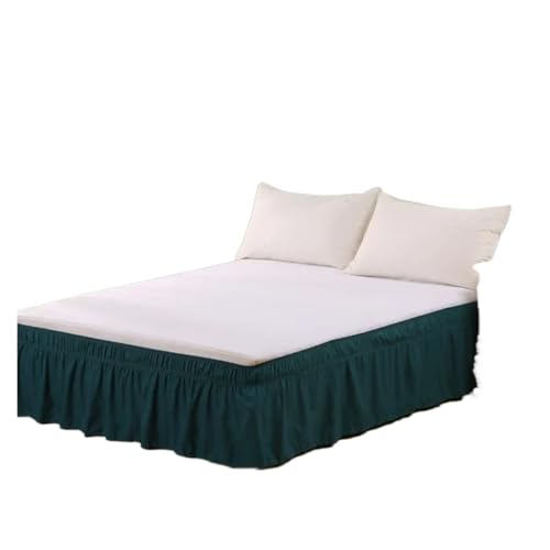 Faldones de Cama DecoracióN,Cubre Canape Falda de Cama Envolvente con Volantes Color sólido Tejido elástico Resistente a la decoloración(Green,King 198x203cmx38cm)