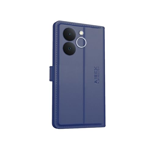 Image of AIBEX Compatible for Realme C71 4G / Realme Narzo 80 Lite 4G Flip Cover Leather Finish | Inside TPU with Card Pockets | Wallet Stand | Complete Protection Flip Case Blue