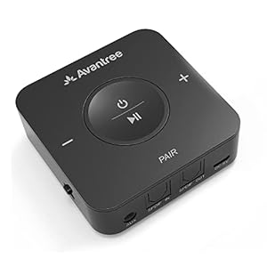 Avantree TC417 Bluetooth Transmitter Receiver for TV, Optical Digital Toslink, Volume Control for 3.5mm AUX, RCA, 20H Playtime, aptX Low Latency Wireless Audio Adapter for Headphones, Home Stereo