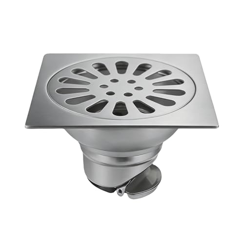 Ncheli Siphon de Sol Carré 9.8x9.8cm (≈10x10cm), Bonde de Douche INOX avec Filtre Anti-Odeur,...