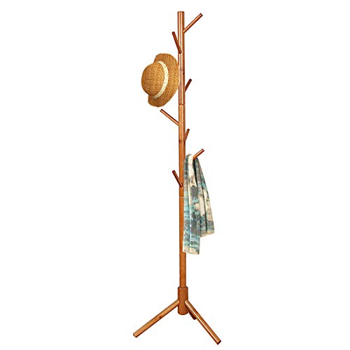 FADDA Free Standing Coat Rack Wood Tree Coat Rack with 8 Hooks Sweater hat and Bag Tree Hanger Bracket