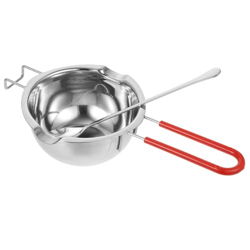 Mikinona 1set Melting Pot with Mixing Spoon Silver Bowl for Melting Butter Cheese and Wax Versatile Heating Bowl with Stirring Spoon for Cooking and Candy Making