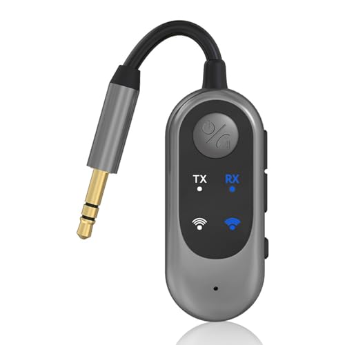 SOWBUD Bluetooth 5.3 Transmitter Receiver, 2-in-1 Wireless Audio Bluetooth Adapter with 3.5mm AUX Jack, Dual Pairing for Headphones & Speakers, HiFi/Amplifier/TV/Car/Airplane/Tablet