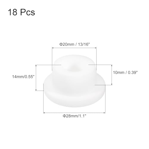 Image of MECCANIXITY 18pcs T-Shaped Silicone Plugs 20mm 13 /16 Inch Dia Snap in Plug Hole Seal Cover Round Rubber Stopper for Kitchen Rubber Bulkheads Waterproof Sealing Plugs White