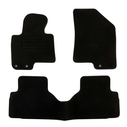 DBS 1765701 Tapis Auto - Sur Mesure - Tapis de sol pour Voiture - 3 Pièces - Antidérapant - Moquette noir 900g/m² - Finition Velours - Gamme Star