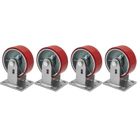 Creative Industrial Sales 5"x2" Rigid Caster Heavy Duty Polyurethane Wheel 1,000 lbs Each, Total Support 4,000 lbs, Set of 4 Cover