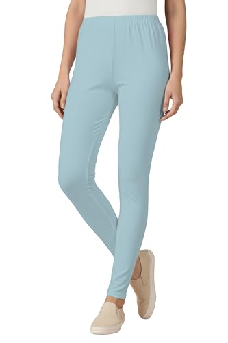 Image of Women's Cotton Lycra Ankle Length Leggings | Regular Rise, Soft 4 Way Stretch Fabric | Casual & Ethnic Wear