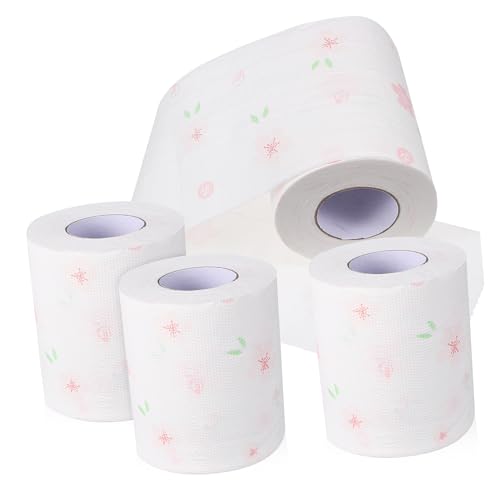 SAFIGLE 4rotoli Fazzoletti da Bagno Stampati Motivi Floreali di Carta Igienica Decorativa Articoli per Bagno Casa e Ufficio