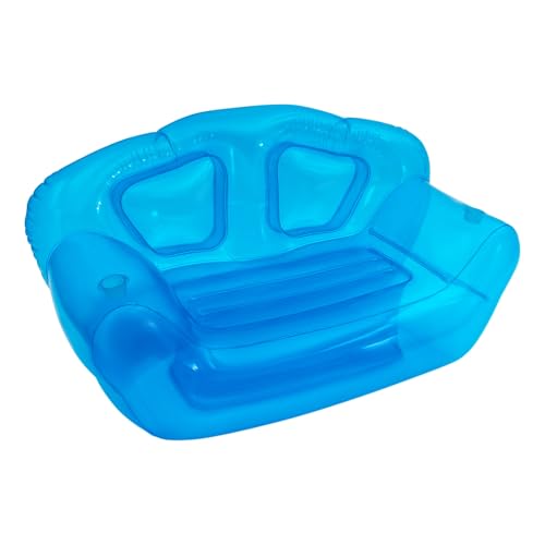 Image of Clear Inflatable Sofa Chair, Twin Size Air Mattress Couch, Portable Blow-Up Double Seat Air Furniture for Indoor Outdoor Camping Beach Patio Garden