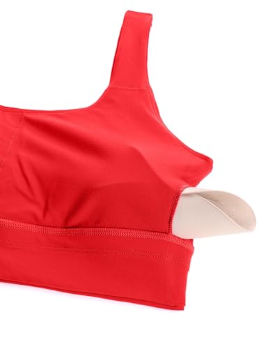 CRZ YOGA Womens Butterluxe U Back Sports Bra - Scoop Neck Padded Low Impact Workout Yoga Bra with Built in Bra