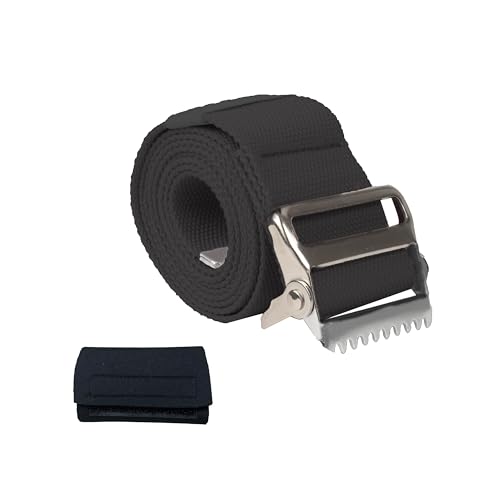 Homymusy 60 Inch Adjustable Gait Belt for Seniors - Comfortable Buckle Protect Cover Supports up to 350 lbs (Black 60INCH Metal Buckle)