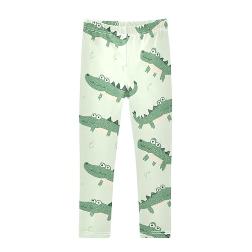 Crocodile Green Girls Leggings,Workout Leggings for Girls Toddler Athletic Legging Size for 3-10T