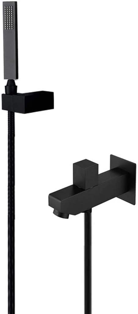 OZBMA shower set tub taps, matte black brass hot and cold water concealed wall mounted head with handheld taps set, set,b