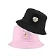 SUNTRADE Unisex Fischerhut, doppelseitig, bestickt, Sommer, Reisen, Strand, Sonnenblende, Outdoor, verstaubare Kappe, Pink-Schwarz, M/L