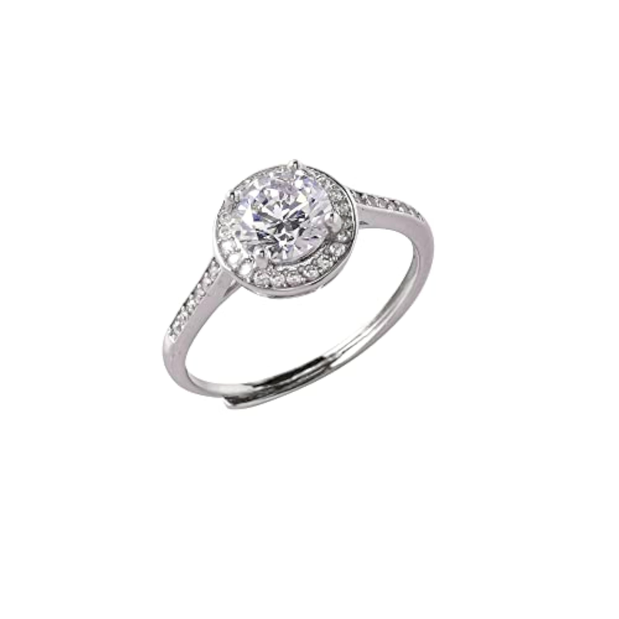 Women's Large Round Cut Clear Zirconia Brass Ring, Elegant