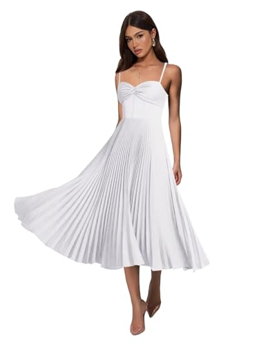 Sougoue Tea Length Satin White Wedding Dresses for Bride Sleeveless Simple Midi A Line Backless Courthouse Wedding Bridal Reception Dresses 8