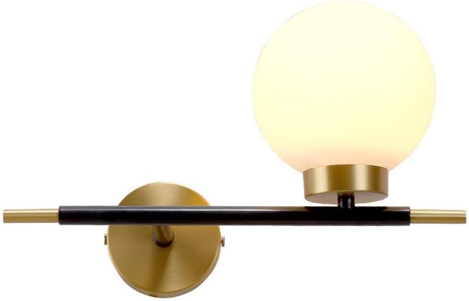 Aplique de Pared Horizontal con Bola de Cristal de un Solo Cabezal, lámpara de Pared LED Moderna de Hierro y Metal para Dormitorio, Compatible con Sala de Estar y baño, lámparas de Techo.