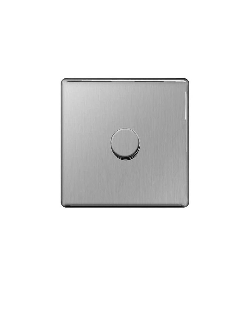 Bg- Bg Electrical Stainless Steel Flatplate Screwless Dimmer Switch Push On/Off 1 Gang 2 Way 1000W - Fbs85P