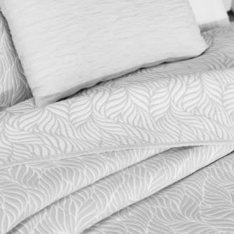 Manterol Colcha Jacquard Reversible, Set Maltes 906 con Hojas (Gris 12, Cama 150)