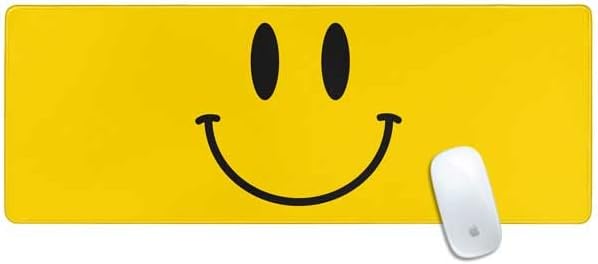 Skinit Large Gaming Mouse Pad - Happy Face Design with Stitched Edges, Waterproof, Non-Slip Rubber Base, Desk Mat for Keyboard & Mouse, 31.5" x 11.8" inches