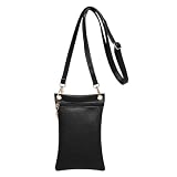 ZPQJV Pochette Téléphone Portable Bandoulière Noire, Texture Litchi, Légère, Pour Clés, Petits Objets, Voyages, Rendez vous