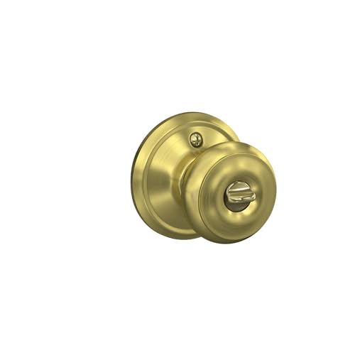 Image of SCHLAGE F51A GEO 608 Georgian Knob Keyed Entry Lock, Satin Brass