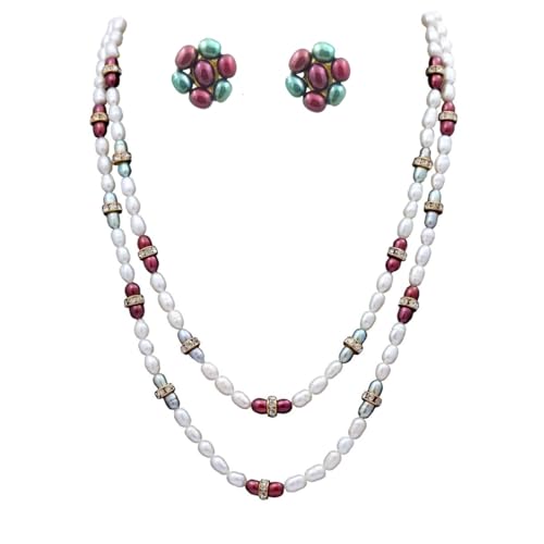 D.D Pearls Hyderabadi freshwater 2 Layer pearl necklace set| 6MM ...