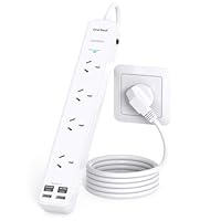 One Beat Power Board Surge Protected, 4 Widely Outlets with 4 USB Ports(2 USB C Charging Port), USB Power Board with 1.2M Extension Cord, 900J Surge Protection, Flat Plug, Wall Mount for Home Office