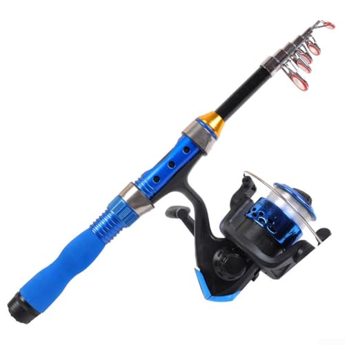 Telescopic Carbon Fiber Fishing Rod, Lightweight and Portable for Travel, 1M/1.2M/1.5M Size Options, Black or Blue（Blue） 1M