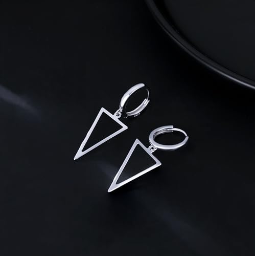 SLUYNZ 925 Sterling Silver Triangle Dangle Earrings for Women Teens Simple Geometric Dangle Earrings Minimalist Hoop Earrings Drop4