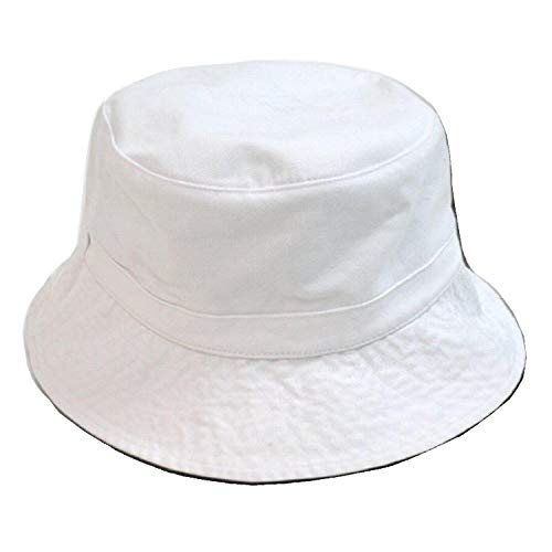 DECKY Cotton Unstructured Polo Style Floppy Bucket Hat (Large/XL, White)